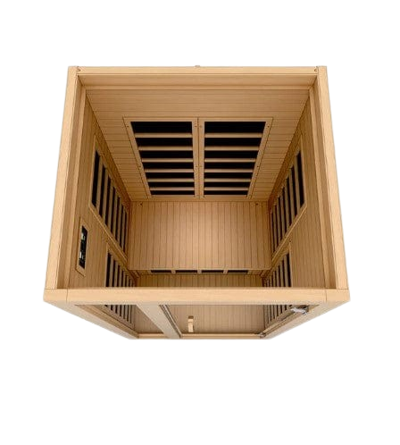 Front Centered Overhead Interior View Of The Dynamic Gracia 2-Person Low EMF FAR Infrared Indoor Sauna | DYN-6119-01