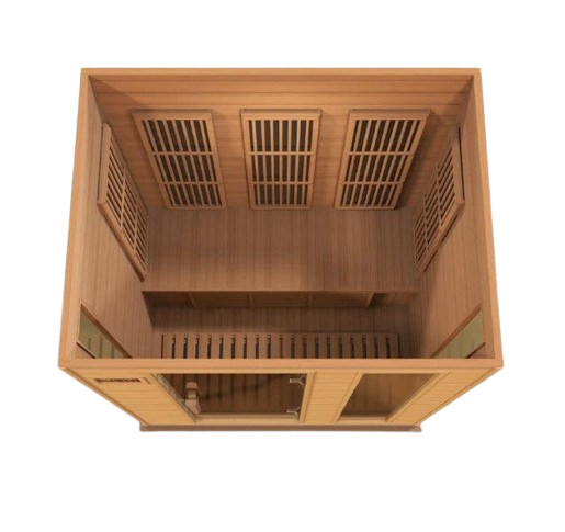 Front Centered Overhead Interior View Of The Maxxus 3-Person Low EMF FAR Infrared Indoor Sauna | MX-K306-01-CED