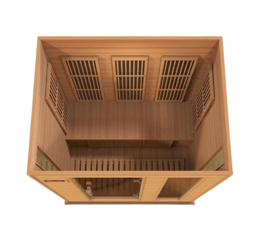 Front Centered Overhead Interior View Of The Maxxus 3-Person Near Zero EMF FAR Infrared Indoor Sauna | MX-K306-01-ZF CED