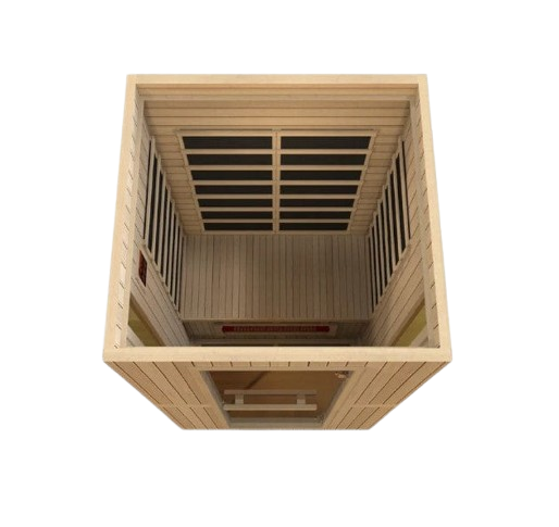 Front Centered Overhead Interior View Of The Maxxus Serenity 2-Person Low EMF FAR Infrared Indoor Sauna | MX‐LS2‐01