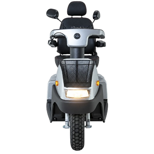Vista frontal centrada del scooter AFIKIM Afiscooter C3 en color plateado