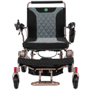 Front Centered View Of The Bangeran Mammoth EX Automatic Folding Electric Wheelchair Shown In Brown And Teal Color