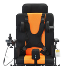 Front Centered View Of The Bangeran Pegasus Cerebral Palsy Kids Electric Wheelchair Shown In Orange Color