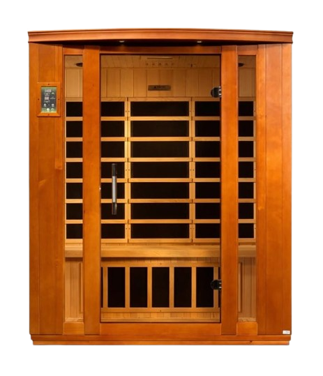 Front Centered View Of The Dynamic Bellagio 3-Person Low EMF FAR Infrared Indoor Sauna | DYN-6306-02