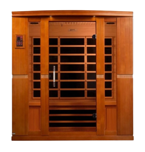 Front Centered View Of The Dynamic Bergamo 4-Person Low EMF FAR Infrared Indoor Sauna | DYN-6440-01