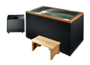 Front Centered View Of The Dynamic Cuboid Cold Plunge Tub Shown With Chiller