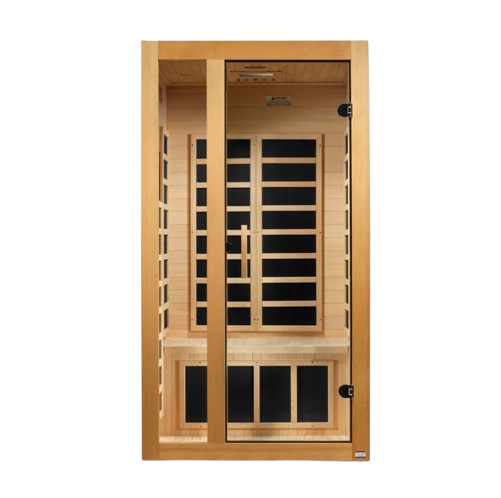 Front Centered View Of The Dynamic Gracia 2 Person Ultra Low EMF FAR Infrared Indoor Sauna | DYN-6119-01 Elite