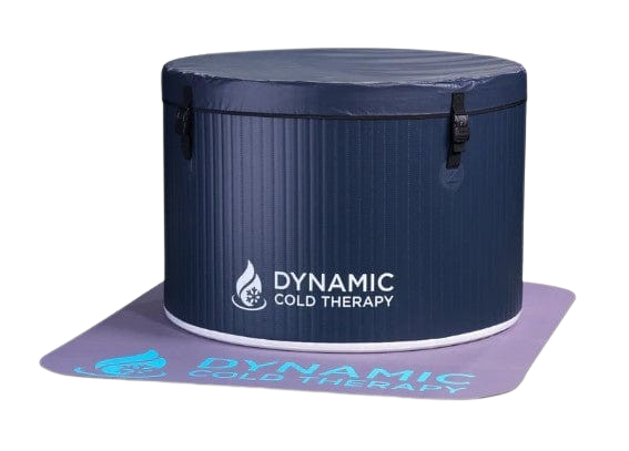 Front Centered View Of The Dynamic Round Inflatable Cold Plunge Tub Shown With Cover