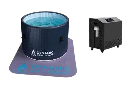 Front Centered View Of The Dynamic Round Inflatable Cold Plunge With Chiller
