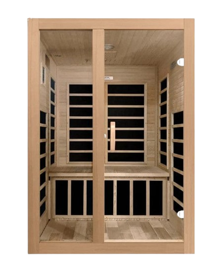 Front Centered View Of The Dynamic Santiago 2-Person Low EMF FAR Infrared Indoor Sauna | DYN-6209-01