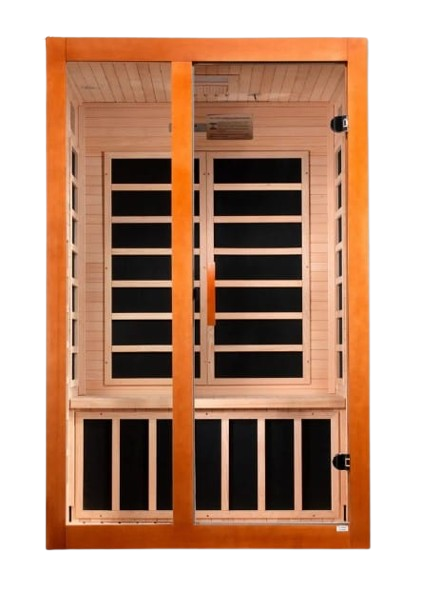 Front Centered View Of The Dynamic Santiago Elite 2-Person Ultra Low EMF FAR Infrared Indoor Sauna | DYN-6209-02 Elite
