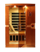 Front Centered View Of The Dynamic Venice 2-Person Low EMF FAR Infrared Indoor Sauna | DYN-6210-01 Shown With Door Ajar