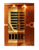 Front Centered View Of The Dynamic Venice Elite 2-Person Ultra Low EMF FAR Infrared Indoor Sauna | DYN-6210-01-Elite Shown With Door Ajar