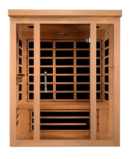 Front Centered View Of The Dynamic Vila 3-Person Ultra Low EMF FAR Infrared Indoor Sauna | DYN-6315-02