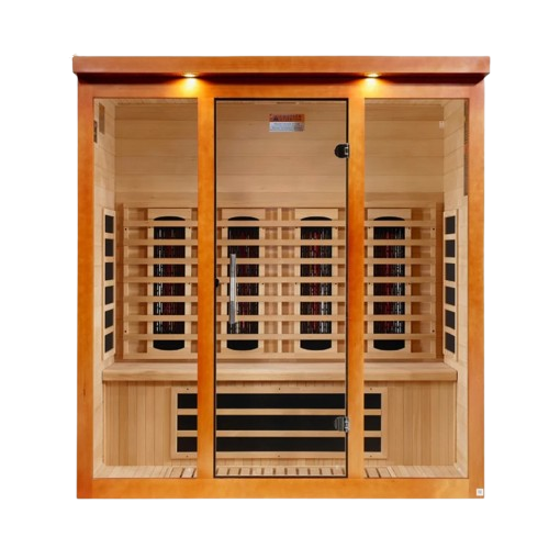 Front Centered View Of The Dynamic Vila Grande 4 Person Full Spectrum Nero Zero EMF FAR Infrared Indoor Sauna | DYN-6415-03 FS