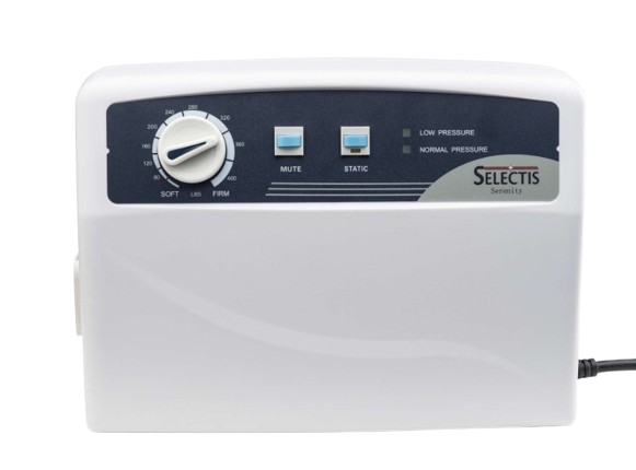 Front Centered View Of The Emerald Selectis Serenity Alternating Pressure LAL Mattress System Cell on Cell Control Box