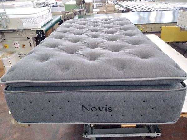 Front Centered View Of The Eurolux Novis: The 5-Layer Luxury Mattress Crafted By Masters Shown In A Factory Setting