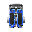 Front Centered View Of The FreeRiderUSA Luggie Elite Folding Mobility Scooter Shown In The Blue Color In The Folded Position