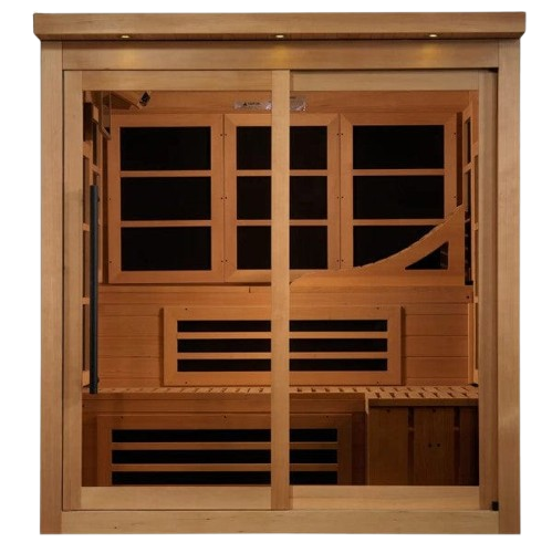 Front Centered View Of The Golden Designs 6-Person Near Zero EMF Indoor Sauna | GDI-6996-02