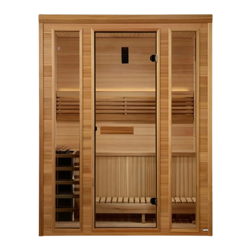 Front Centered View Of The Golden Designs Andermatt 3-Person Indoor Sauna | GDI-7030-01