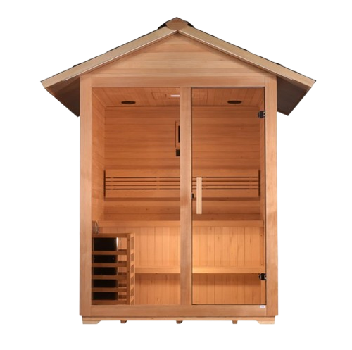 Front Centered View Of The Golden Designs Arlberg 3-Person Outdoor Sauna | GDI-8103-01