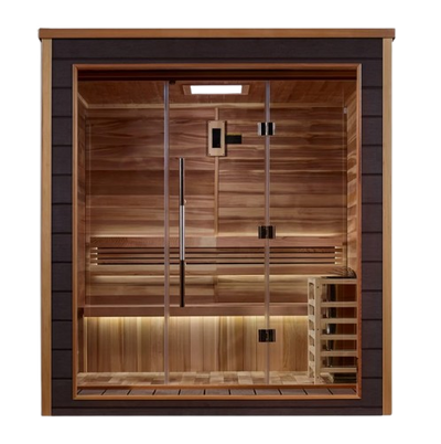 Front Centered View Of The Golden Designs Drammen 3-Person Outdoor Sauna | GDI-8203-01