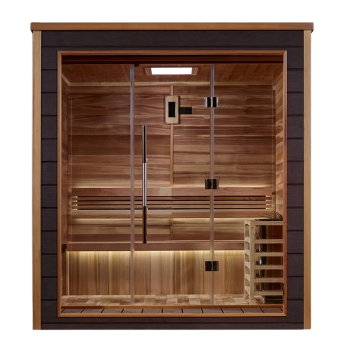 Front Centered View Of The Golden Designs Drammen 3-Person Outdoor Sauna | GDI-8203-01