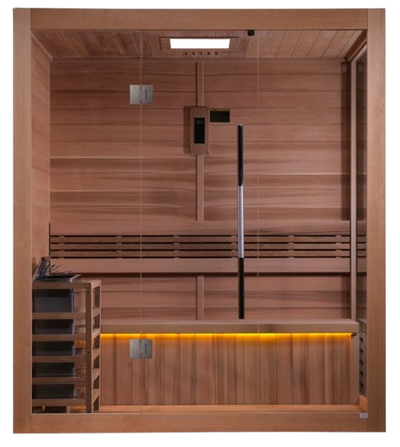Front Centered View Of The Golden Designs Forssa 3-Person Indoor Sauna | GDI-7203-01