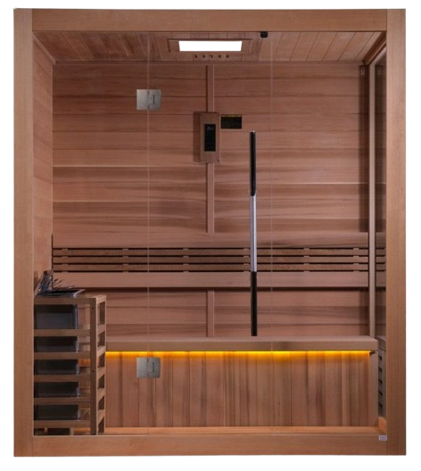 Front Centered View Of The Golden Designs Forssa 3-Person Indoor Sauna | GDI-7203-01