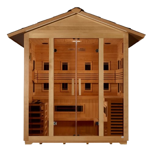 Front Centered View Of The Golden Designs Gargellen 5-Person Hybrid Outdoor Sauna | GDI‐8125‐01