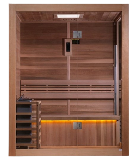 Front Centered View Of The Golden Designs Hanko 2-Person Indoor Sauna | GDI-7202-01