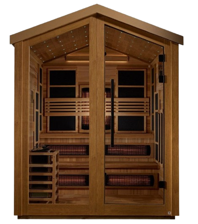 Front Centered View Of The Golden Designs Kaskinen 6-Person Hybrid Outdoor Sauna | GDI-8526-01