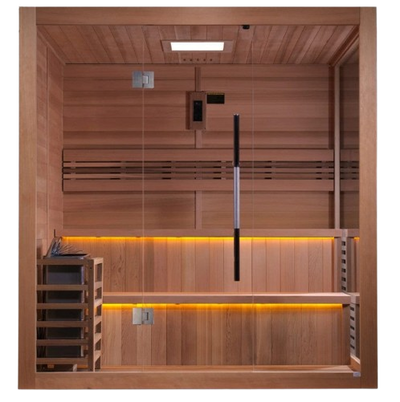 Front Centered View Of The Golden Designs Kuusamo 6-Person Indoor Sauna | GDI-7206-01