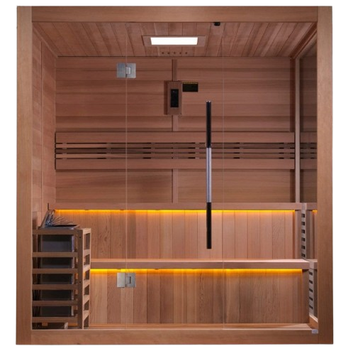 Front Centered View Of The Golden Designs Kuusamo 6-Person Indoor Sauna | GDI-7206-01