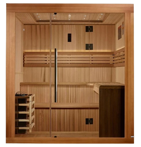 Front Centered View Of The Golden Designs Osla 6-Person Indoor Sauna | GDI-7689-02 