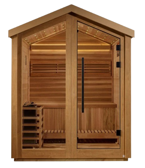 Front Centered View Of The Golden Designs Savonlinna 3-Person Outdoor Sauna | GDI-8503-01