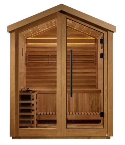 Front Centered View Of The Golden Designs Savonlinna 3-Person Outdoor Sauna | GDI-8503-01