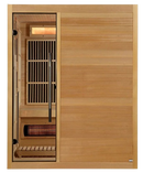 Front Centered View Of The Golden Designs Soria 3-Person Full Spectrum EMF Hybrid Indoor Sauna | GDI-8330-01
