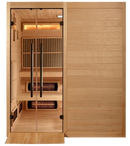 Front Centered View Of The Golden Designs Toledo 6-Person Full Spectrum EMF Hybrid Indoor Sauna | GDI-8360-01 Shown With Wheelchair Ramp