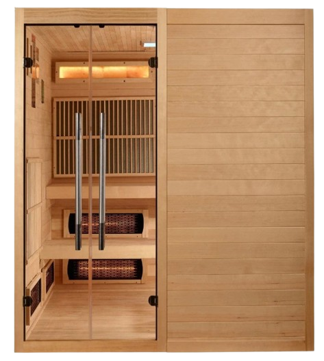 Front Centered View Of The Golden Designs Toledo 6-Person Full Spectrum EMF Hybrid Indoor Sauna | GDI-8360-01 