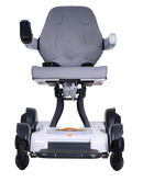 Front Centered View Of The Golden Technologies Ally Sport Omnidirectional Electric Wheelchair Shown In White Color