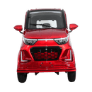 Front Centered View Of The Green Transporter Q Runner Express Enclosed Mobility Scooter Shown In Red Color