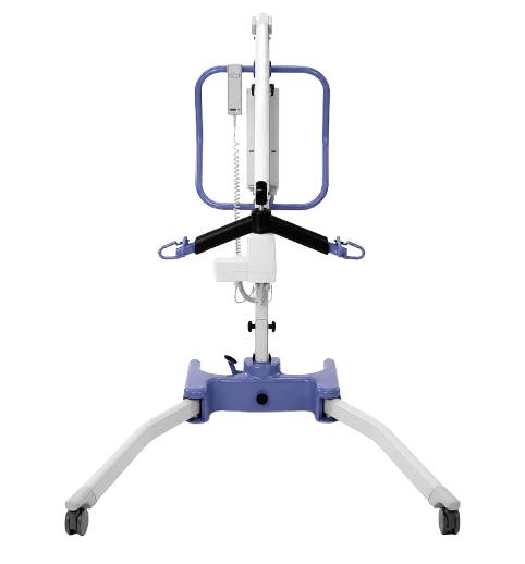 Front Centered View Of The Joerns Hoyer Advance-E Portable Electric Professional Patient Lift Shown In The Open Position