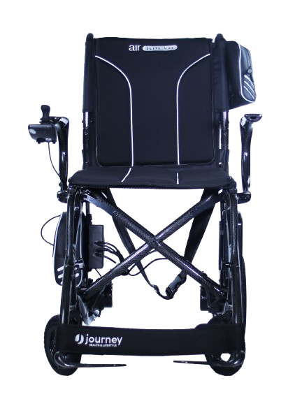 Front Centered View Of The Journey Air Elite Max Carbon Fiber Electric Wheelchair