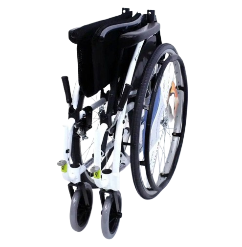 Front Centered View Of The Karman S-Ergo 115 Wheelchair Shown With White Frame In The Folded Position