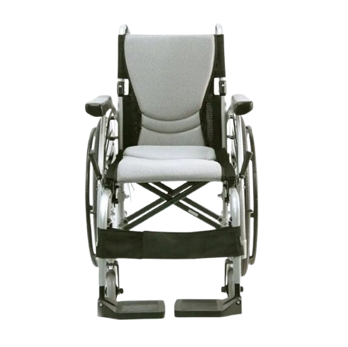 Front Centered View Of The Karman S-Ergo 125 Wheelchair Shown With Gray Cushions And Silver Frame