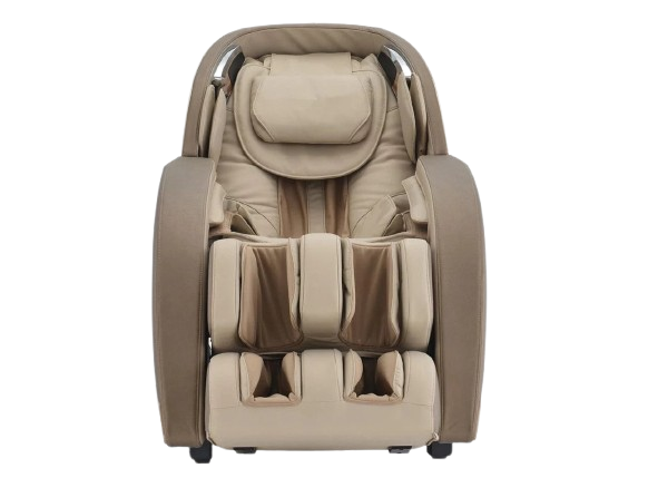Front Centered View Of The Kyota Kansha M878 Massage Chair In Gold And Tan Color