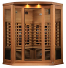 Front Centered View Of The Maxxus 3-Person Full Spectrum Near Zero EMF Infrared Indoor Corner Sauna | MX-M356-01-FS CED
