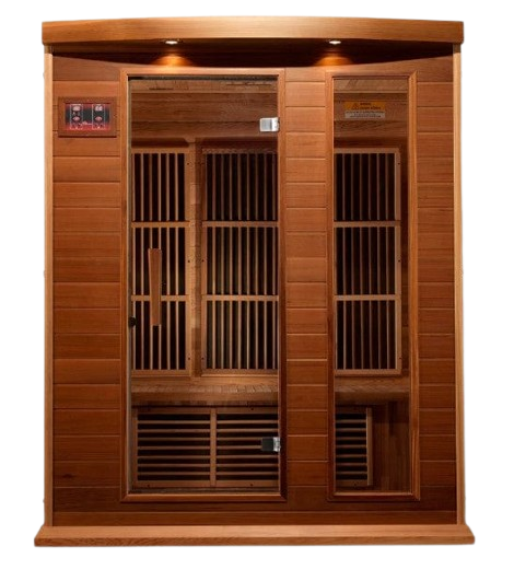 Front Centered View Of The Maxxus 3-Person Low EMF FAR Infrared Indoor Sauna | MX-K306-01-CED