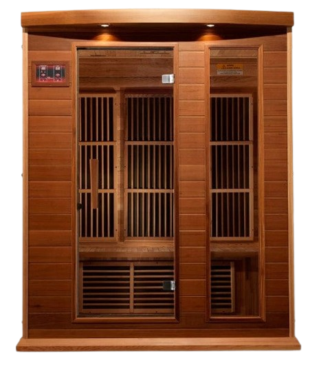 Front Centered View Of The Maxxus 3-Person Near Zero EMF FAR Infrared Indoor Sauna | MX-K306-01-ZF CED